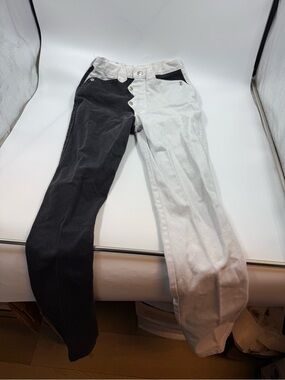 Vintage Roughriders Jeans Blue And White Zig Zag Fly Western Size 7/8